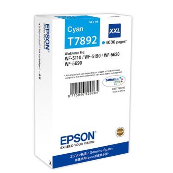 Epson C13T789240 T7892 XXL Cyan Ink Cartridge (4,000 Pages*)