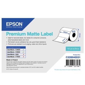 Epson C33S045531 Premium Matte Label - 102mm x 51mm (650 labels)