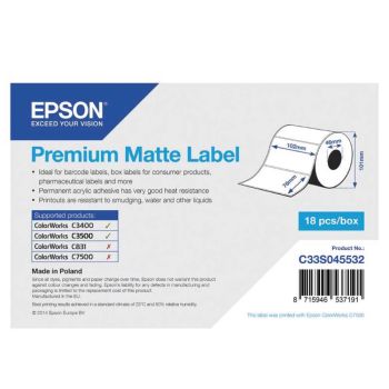 Epson C33S045532 Premium Matte Label - 102mm x 76mm (440 labels)