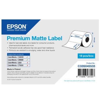 Epson C33S045533 Premium Matte Label - 102mm x 152mm (225 labels)