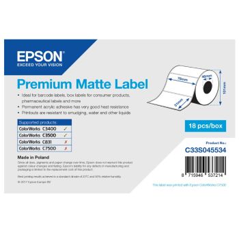 Epson C33S045534 Premium Matte Label - 76mm x 51mm (650 labels)