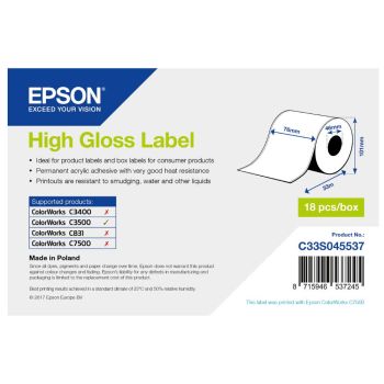 Epson C33S045536 High Gloss Label - 51mm x 33m