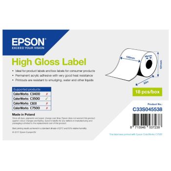 Epson C33S045538 High Gloss Label - 102mm x 33m