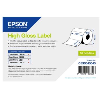 Epson C33S045543 High Gloss Label - 76mm x 127mm (250 labels)