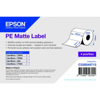 Epson C33S045713 PE Matte Die-cut Label Roll 102mm x 76mm (1570 labels)