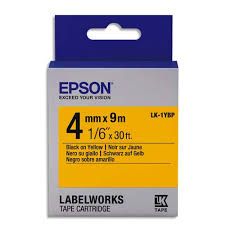 Epson 4mm LK-1YBP Black on Yellow Tape (9 Meter Roll) C53S651002