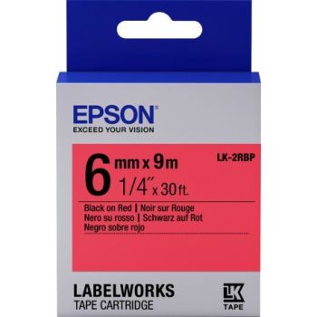 Epson 6mm LK-2RBP Black on Red Tape (9 Meter Roll) C53S652001