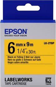 Epson 6mm LK-2YBP Black on Yellow Tape (9 Meter Roll) C53S652002