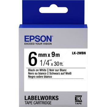 Epson 6mm LK-2WBN Black on White Tape (9 Meter Roll) C53S652003