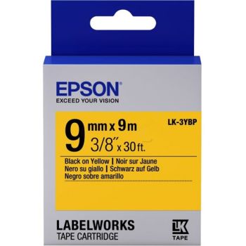 Epson 9mm LK-3YBP Black on Yellow Tape (9 Meter Roll) C53S653002