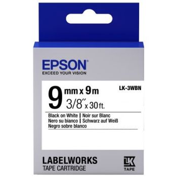Epson 9mm LK-3WBN Black on White Tape (9 Meter Roll) C53S653003