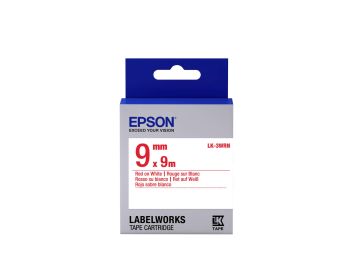 Epson 9mm LK-3WRN Red on White Tape (9 Meter Roll) C53S653008