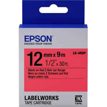 Epson 12mm LK-4RBP Black on Red Tape (9 Meter Roll) C53S654007
