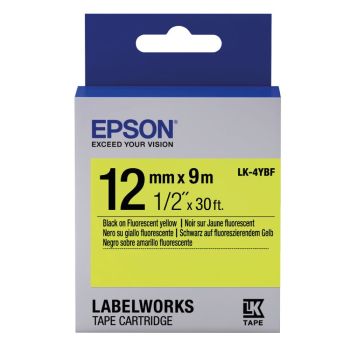 Epson LK-4YBF Black On Fluorescent Yellow 12mm (9m) C53S654010