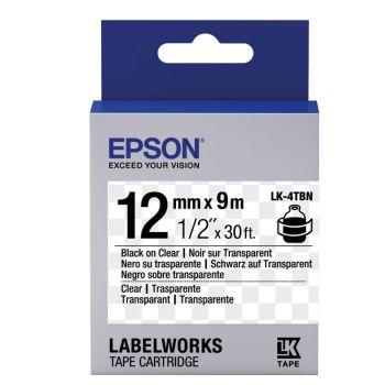 Epson LK4TBN Black On Clear 12mm Label (9m) C53S654012