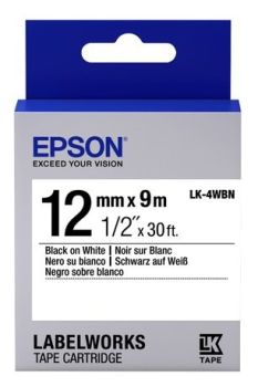 Epson 12mm LK-4WBN Black on White Tape (9 Meter Roll) C53S654021