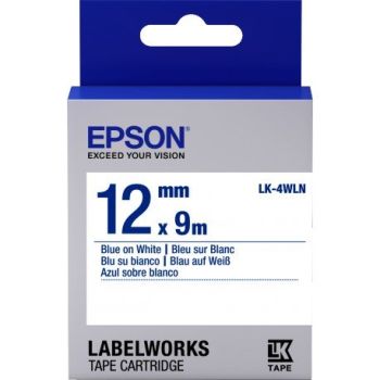 Epson 12mm LK-WLN Blue on White Tape (9 Meter Roll) C53S654022