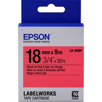 Epson 18mm LK-5RBP Black on Red Tape (9 Meter Roll) C53S655002