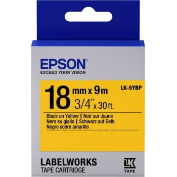 Epson 18mm LK-5YBP Black on Yellow Tape (9 Meter Roll) C53S655003