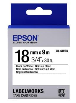 Epson 18mm LK-5WBN Black on White Tape (9 Meter Roll) C53S655006