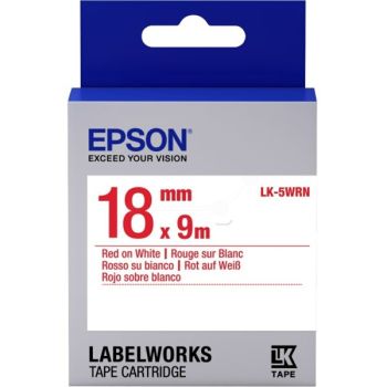 Epson 18mm LK-5WRN Red on White Tape (9 Meter Roll) C53S655007