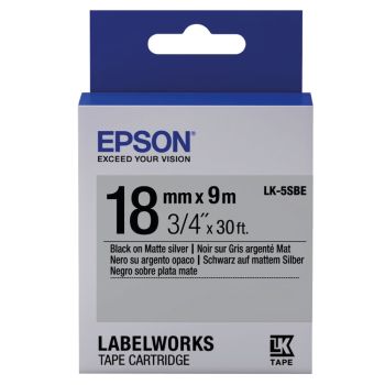 Epson LK-5SBE Black On Matt Silver 18mm Label (9m) C53S655013