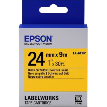 Epson 24mm LK-6YBP Black on Yellow Tape (9 Meter Roll) C53S656005