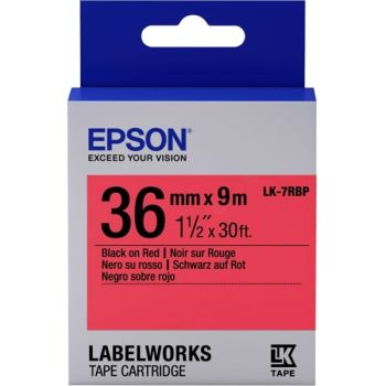 Epson 36mm LK-7RBP Black on Red Tape (9 Meter Roll) C53S657004