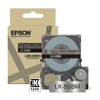 Epson LK-5SBM 18mm Silver/Black Metallic Label (9m) C53S672094