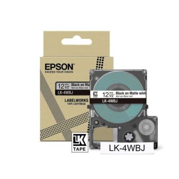 Epson 12mm LK-4WBJ Black On White Mate Tape (8m) C53S672062