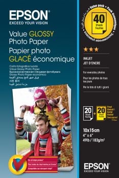 Epson Value Glossy Photo Paper - 10x15cm - 2x 20 sheets C13S400044