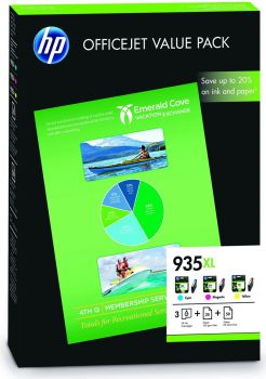 HP F6U78AE 935XL CMY Inks plus 50+25 Sheets A4 Paper