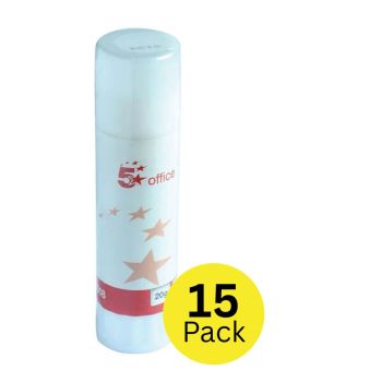 5 Star Glue Stick Solid Medium 20g (Pack of 15) FS668923