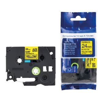 Compatible Brother TZFX651 24mm Flexi Tape Black On Yellow Tape