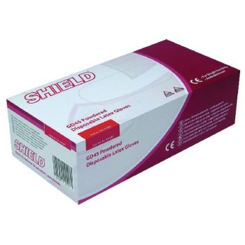 Shield Powdered Latex Gloves Medium Natural (Pack of 100) GD45