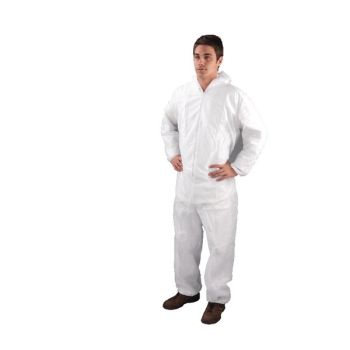 Single Use Non-Woven Coverall Medium 40-44 Inch White DC03