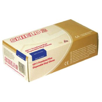 Shield Powdered Vinyl Gloves Medium Blue (Pack of 100) GD11
