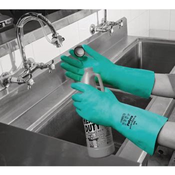 Polyco Nitri-Tech III Flock Lined Nitrile Synthetic Rubber Glove Size 9 Green 926