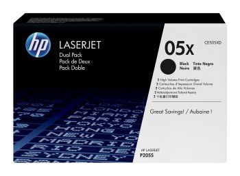 HP 05XD Black Toner Cartridge Dual Pack (2x 6,500 pages*) CE505XD