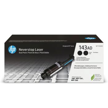 HP 143AD Black Toner Cartridge Twin Pack (2x2,500 Pages*) W1143AD