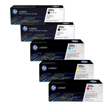 HP 1 x 305A CMY + 2 x 305X High Yield Black Toner Cartridge Multipack