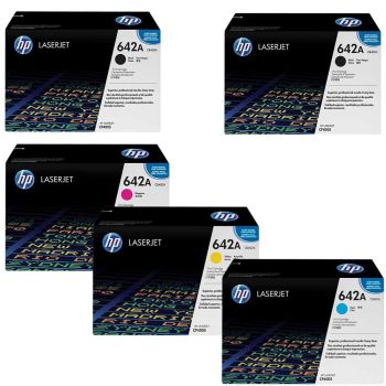 HP 642A CYM + 2 x Black Standard Yield Toner Cartridge Multipack