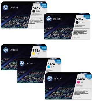 HP 646A/646X CYM + 2 x Black Toner Cartridge Multipack