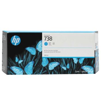 HP 738 High-Capacity Cyan DesignJet Ink Cartridge (300ml) 676M6A