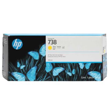 HP 738 High-Capacity Yellow DesignJet Ink Cartridge (300ml) 676M8A