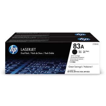 HP Twin Pack 83A Black Toner Cartridge (2 x 1,500 Pages*) CF283AD