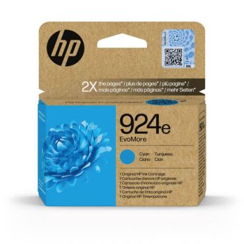 HP 924e EvoMore Cyan Ink Cartridge (800 Pages*) 4K0U7NE