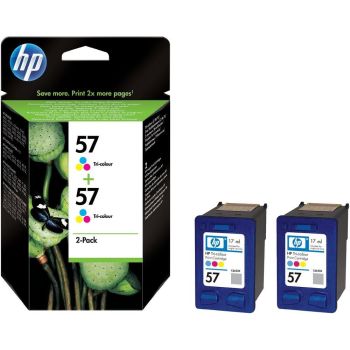 HP C9503AE No.57 Tri Colour Cartridge (Pack of 2)