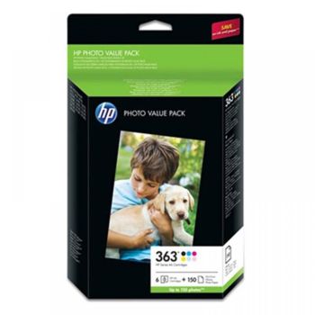 HP Q7966EE No. 363 6 Ink Cartridges & 1500 Hp Photo Paper (6x4)