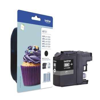 Brother LC-123BK Black Standard Yield Ink Cartridge (600 pages*)
